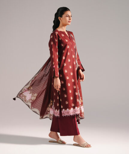 Maroon Leno Kara Straight Suit - View 1