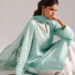 Blue Dobby Straight Shirt Suit - View 1