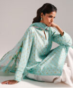 Blue Dobby Straight Shirt Suit - View 1