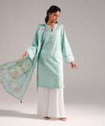 Blue Dobby Straight Shirt Suit - View 4