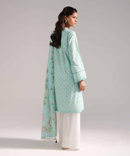 Blue Dobby Straight Shirt Suit - View 2