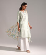 Mint Green Dobby Straight Shirt Suit - View 1