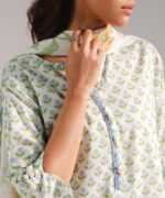 Mint Green Dobby Straight Shirt Suit - View 5
