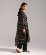 Black Dobby Straight Shirt Suit - View 5