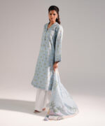 Light Blue Dobby Straight Shirt Suit - View 5