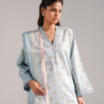 Light Blue Dobby Straight Shirt Suit - View 1