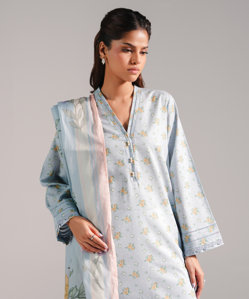 Light Blue Dobby Straight Shirt Suit - View 1 Light Blue Dobby Straight Shirt Suit - View 1