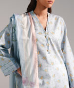Light Blue Dobby Straight Shirt Suit - View 4