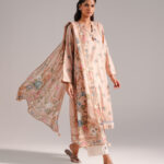 Peach Dobby Straight Shirt Suit - View 1