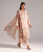 Peach Dobby Straight Shirt Suit - View 1