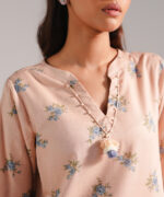 Peach Dobby Straight Shirt Suit - View 3
