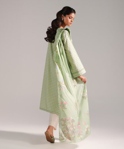 Green Dobby Straight Shirt Suit - View 2