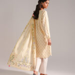 Pale Yellow Dobby Straight Shirt Suit - View 1