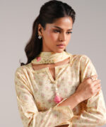 Pale Yellow Dobby Straight Shirt Suit - View 3