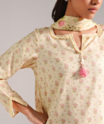 Pale Yellow Dobby Straight Shirt Suit - View 5