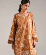 Brown Lawn Straight Shirt Suit - View 3