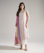 Pink Dobby Straight Suit - View 6