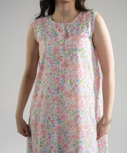 Pink Dobby Straight Suit - View 2
