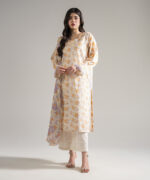 Cream White Dobby Straight Suit - View 3