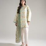 Mint Green Dobby Straight Suit - View 1