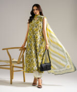 Yellow Dobby Straight Suit - View 6