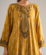 Mustard Brown Arabic Dobby Kalidar Suit - View 3