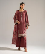 Maroon Arabic Dobby Straight Suit - View 3