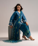 Blue Dobby Straight Suit - View 4