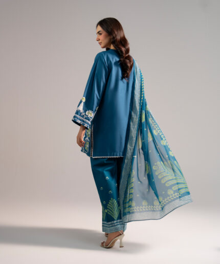 Blue Dobby Straight Suit - View 2