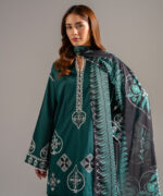 Dark Green Dobby Straight Suit - View 4