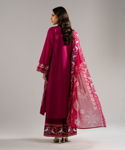 Pink Dobby Straight Suit - View 2