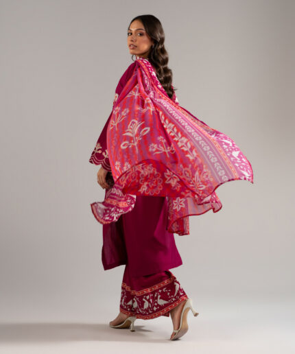 Pink Dobby Straight Suit - View 1
