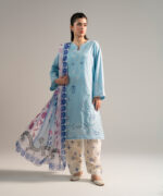 Light Blue Dobby A-Line Suit - View 5