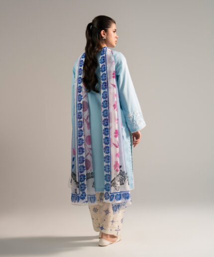 Light Blue Dobby A-Line Suit - View 2