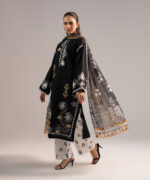 Black Dobby A-Line Suit - View 4