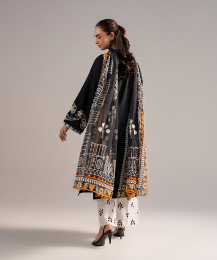 Black Dobby A-Line Suit - View 1