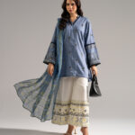 Blue Dobby Drop Shoulder Suit - View 1