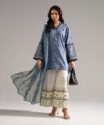 Blue Dobby Drop Shoulder Suit - View 1