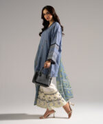 Blue Dobby Drop Shoulder Suit - View 3