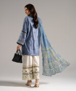 Blue Dobby Drop Shoulder Suit - View 4