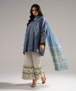 Blue Dobby Drop Shoulder Suit - View 2