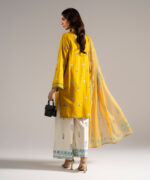 Yellow Dobby Straight Suit - View 3