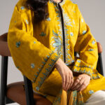 Yellow Dobby Straight Suit - View 1