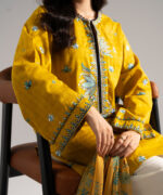 Yellow Dobby Straight Suit - View 1