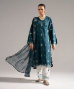 Teal Dobby Straight Suit - View 3