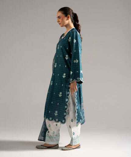 Teal Dobby Straight Suit - View 1