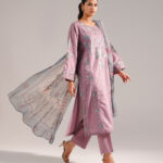 Lavender Zari Lawn A-Line Suit - View 1