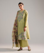 Green Zari Lawn A-Line Suit - View 2