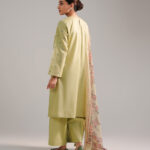 Green Zari Lawn A-Line Suit - View 1