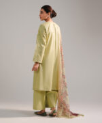 Green Zari Lawn A-Line Suit - View 1